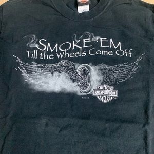 Fullerton Harley T Shirt Black M Vintage Smoke em till the wheels come off